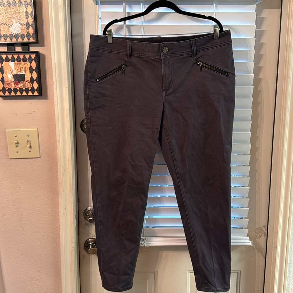 Size 18 Lane Bryant Gray Grey Zipper Pants Womens Jeans